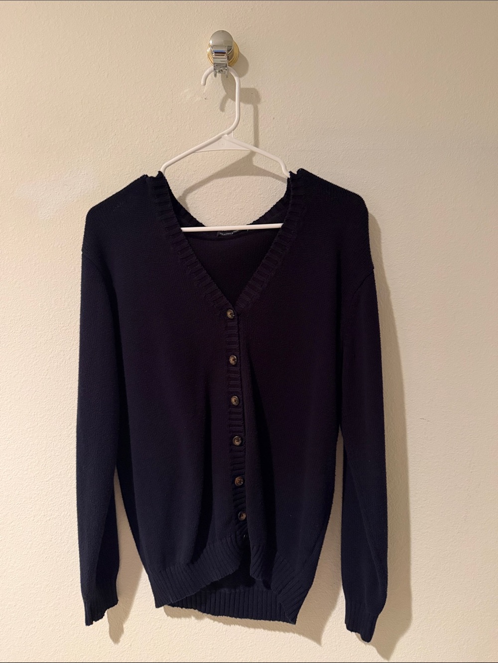 Brandy Melville Classic V-Neck Black Button Cardigan Sweater